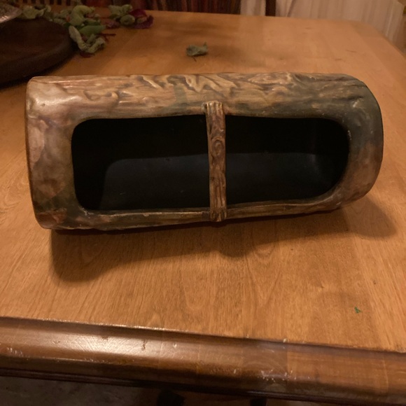 Weller 1920's vintage art pottery rustic Log-Shaped footed Ceramic Planter - Picture 4 of 8